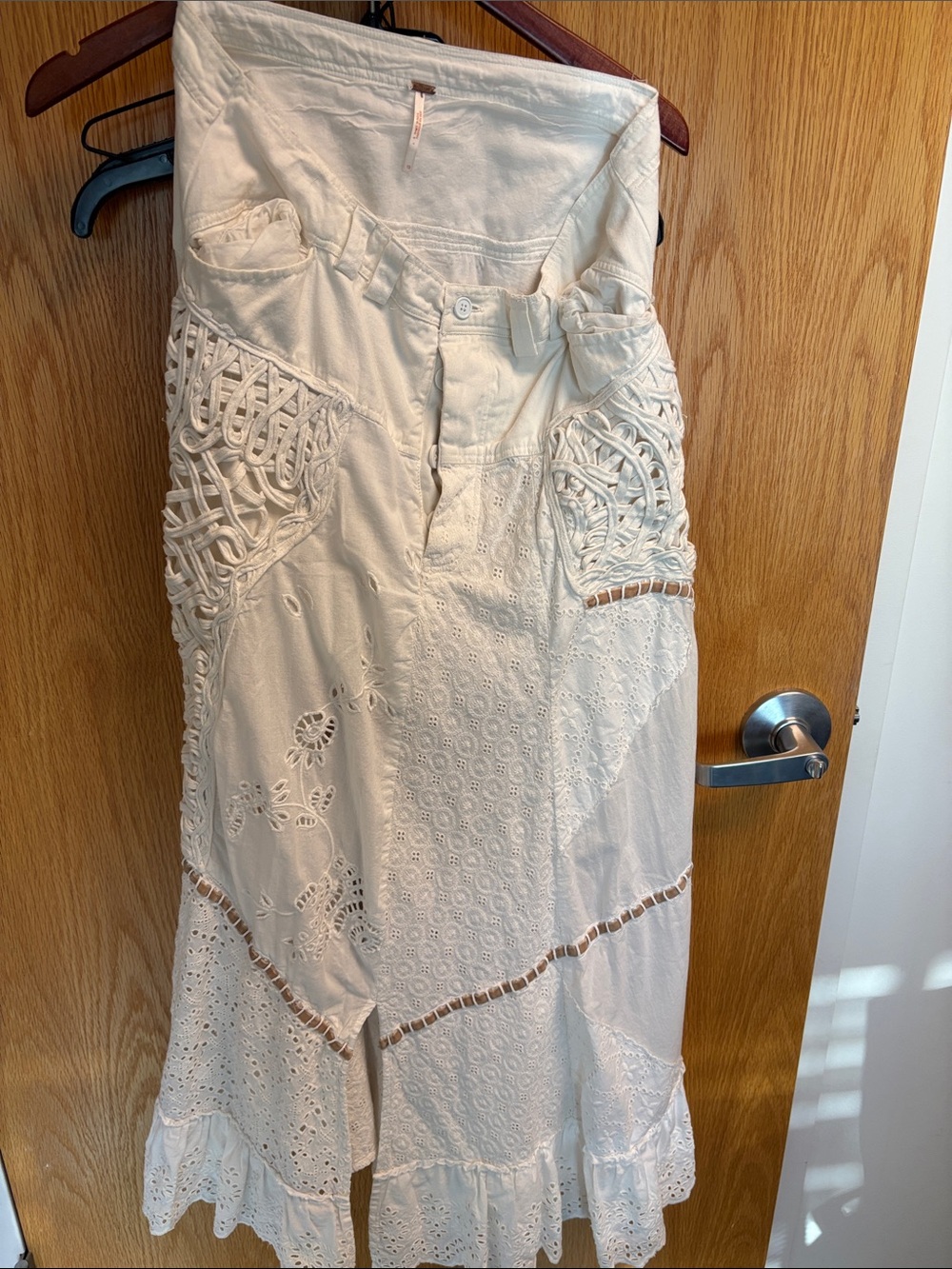 Free people Bohemian Cream Crochet & Eyelet Maxi Skirt